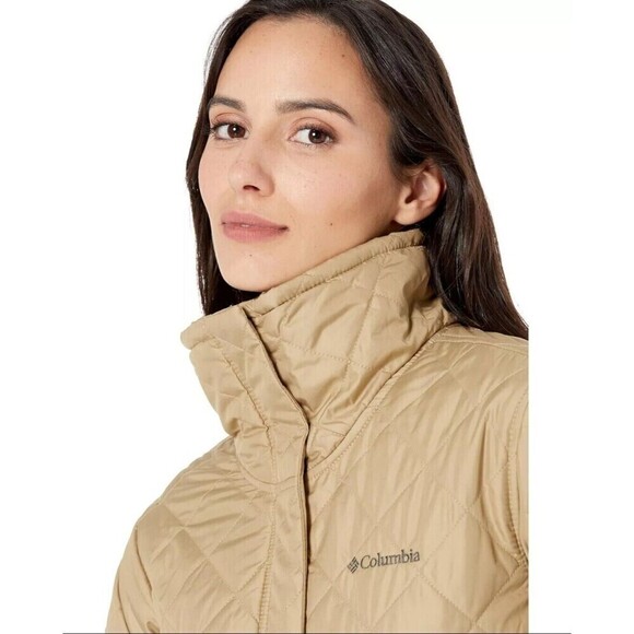Nwot Columbia Women's Large Copper Crest Quilted Novelty Jacket Tan Insulated - Picture 11 of 11
